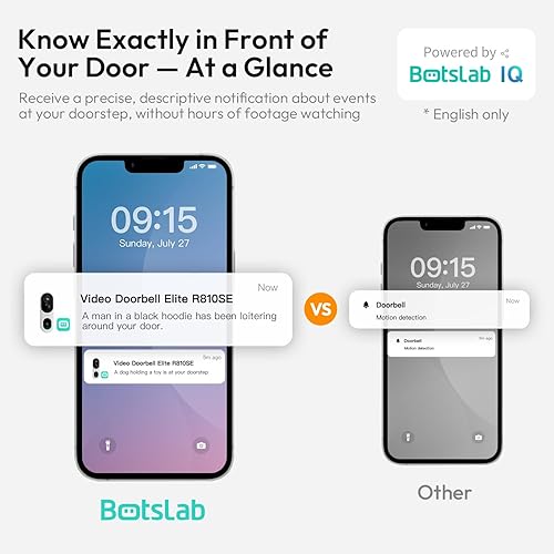 Miniatura 6 de BOTSLAB Timbre de puerta inalámbrico 2K, vista de 180 de la cabeza a los pies, sin tarifa mensual, timbre de video con audio de 2 vías, detección