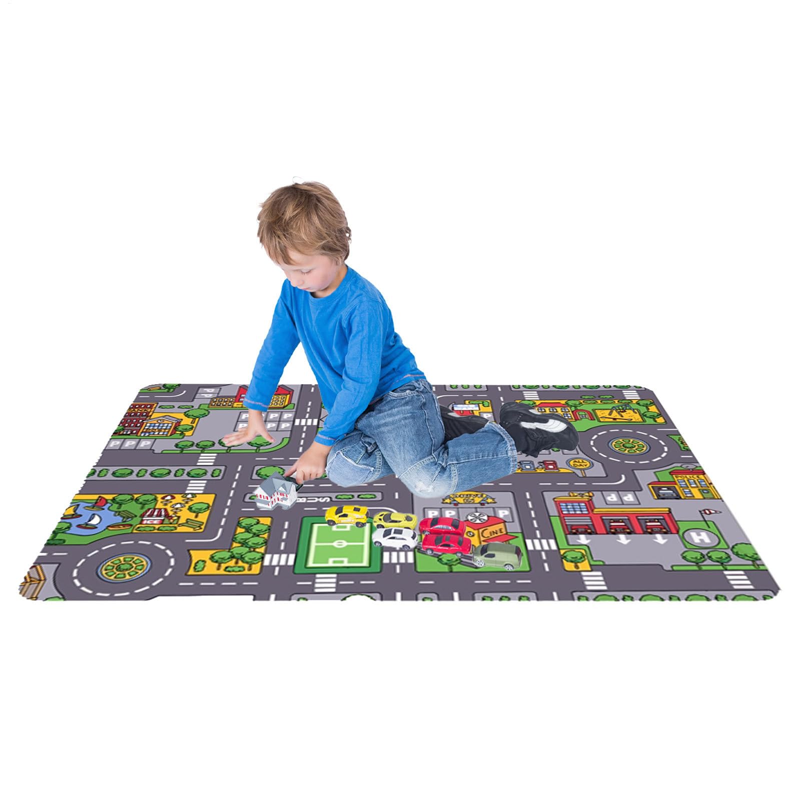Tapis de suivi pour - Carte du trafic Play Carpet | Activité multifonctionnelle pour chambre de bébé, salle de jeux, chambre