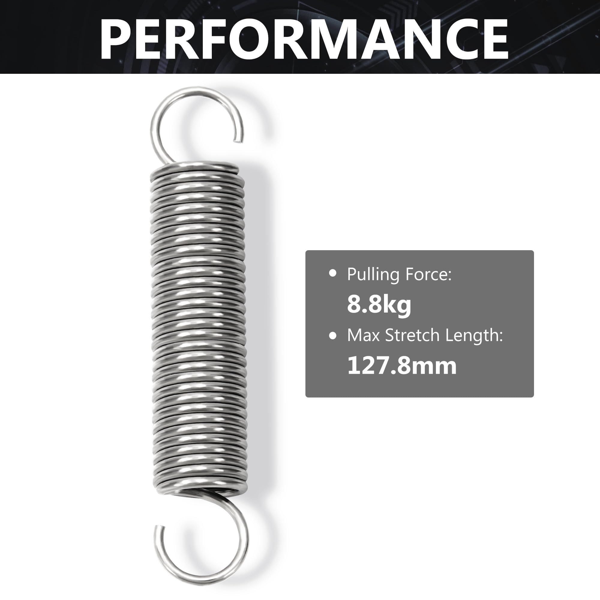 NICAVKIT 4 stuks roestvrijstalen trekveren met haken, spanveer, trekveer 60 mm, vrije lengte, buitendiameter 15 mm, draaddiameter 2,2 mm, maximale trekkracht 12 kg - 2,2 x 15 x 60 mm