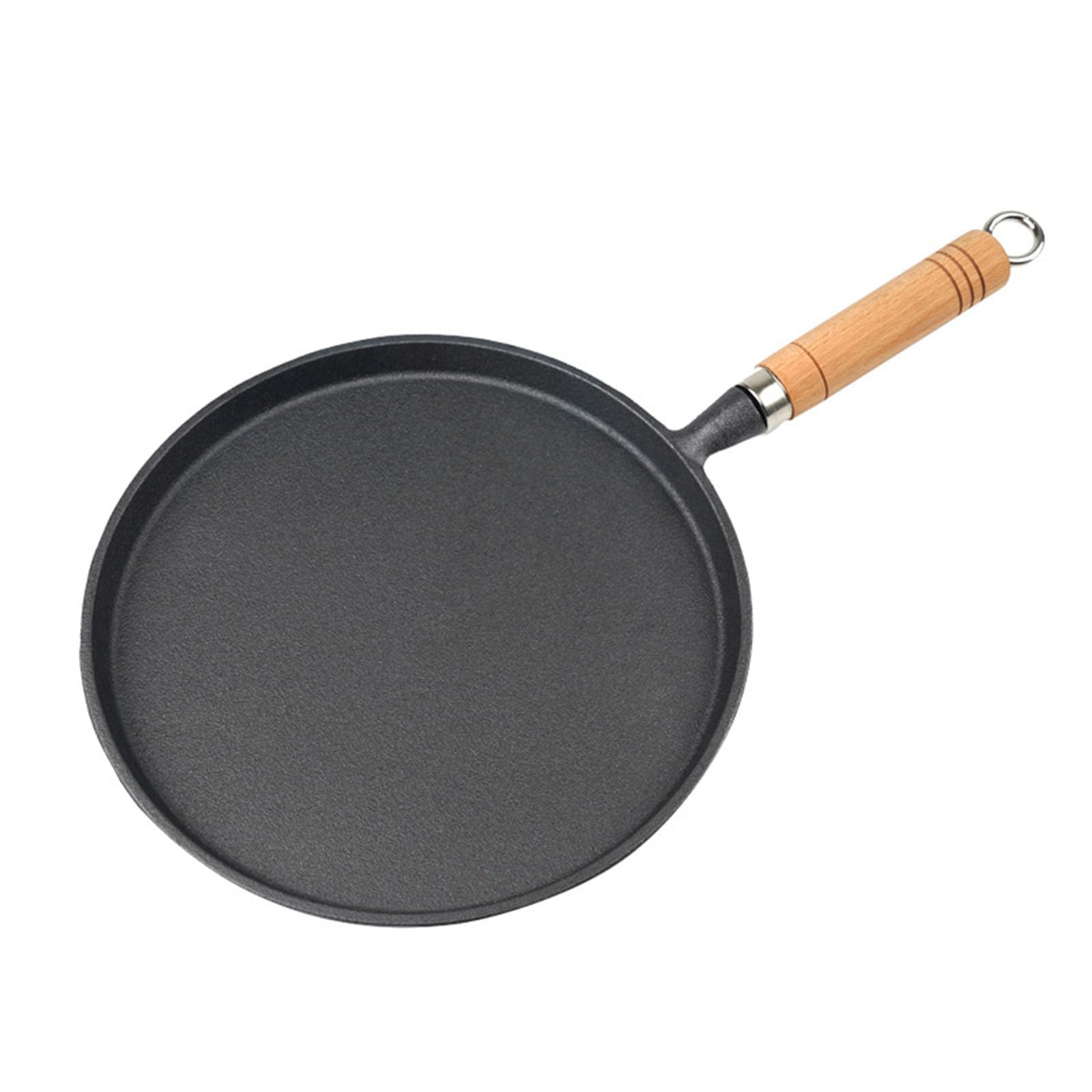 Patelnia żeliwna, patelnia wok z powłoką zapobiegającą przywieraniu i drewnianym uchwytem, patelnia do grillowania, naczynia kuchenne odpowiednie do użytku wewnątrz i na zewnątrz