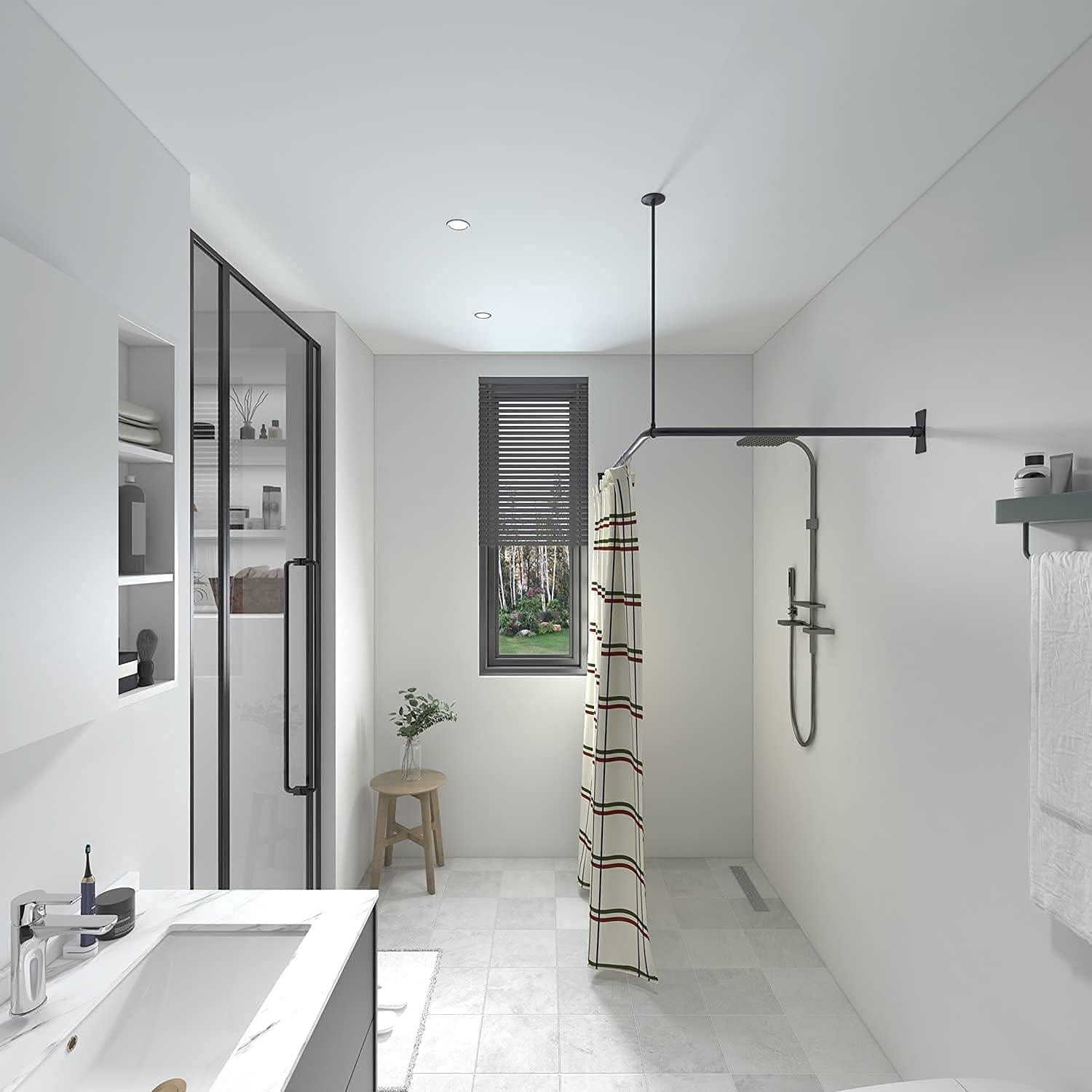 Black Friday - 80% OFF Naiture Aluminum 36'' x 36'' Corner Shower Curtain Rod with Ceiling Support, Oil Rubbed Bronze Finish Flash Deals - 50% OFF Naiture Aluminum 36'' x 36'' Corner Shower Curtain Rod with Ceiling Support, Oil Rubbed Bronze Finish