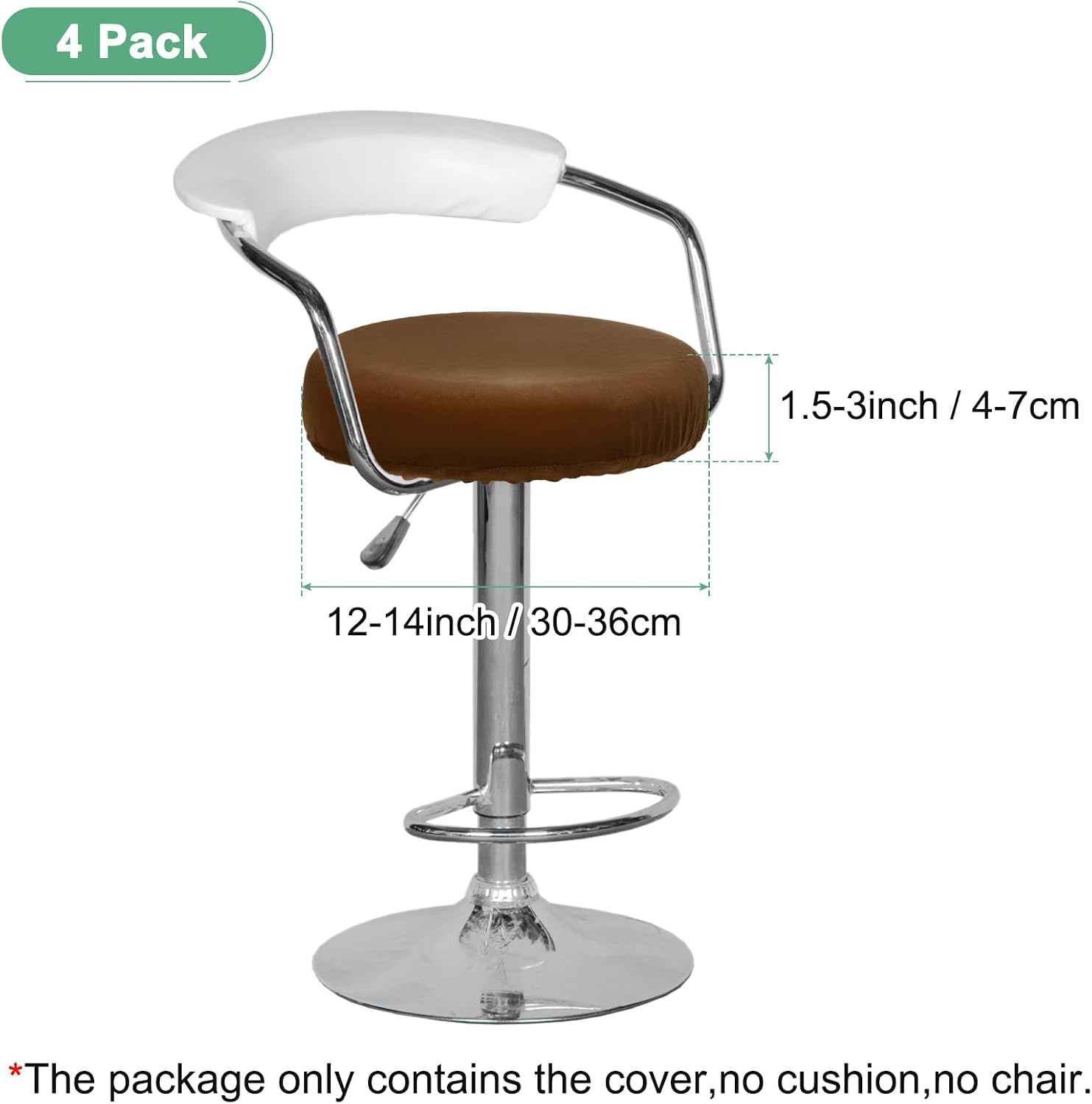 M METERXITY 4-Pack Bar Stool Covers Round, for 12-14 Inch Velvet Washable Stool Cushion Slipcover with Elastic Bands for Bar Stool/Round Cushion [Dark Brown]