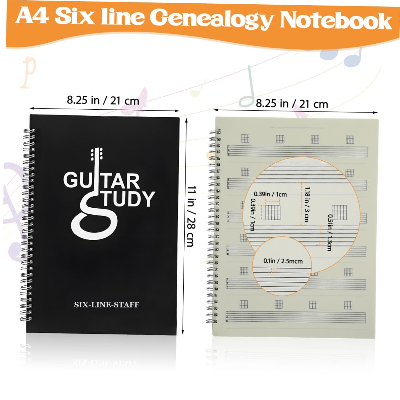 Alasum Sheet Tab Note Notebook Lapboard with Music Staff Music Notebook Piano Keyboard Poster Guitar Chord Trainer Bass Chords Poster Manuscript Paper Notebook Dry Erase Piano Pp Black