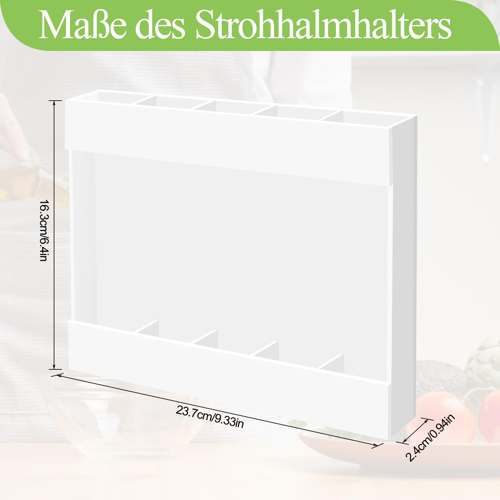Acryl-Strohhalmhalter Für Schranktür – Höhenverstellbar, Transparent, Mit Aufklebern, Großes Fassungsvermögen