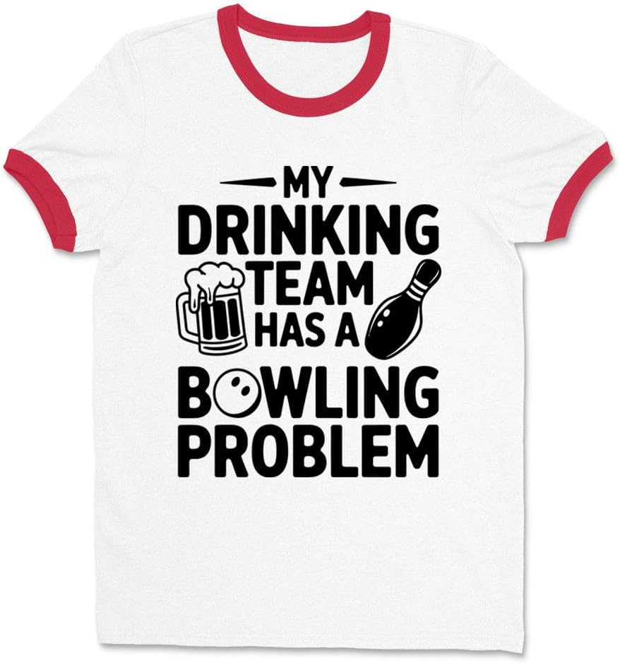 Funny Bowling Team Ringer Tee Shirt Unisex