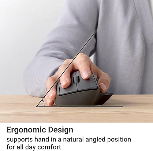 Miniatura 9 de ELECOM Ratón inalámbrico con forma ergonómica, 2.4 GHz con receptor, clic silencioso, duración de la batería de 20 meses, 2000 DPI, 3 botones,