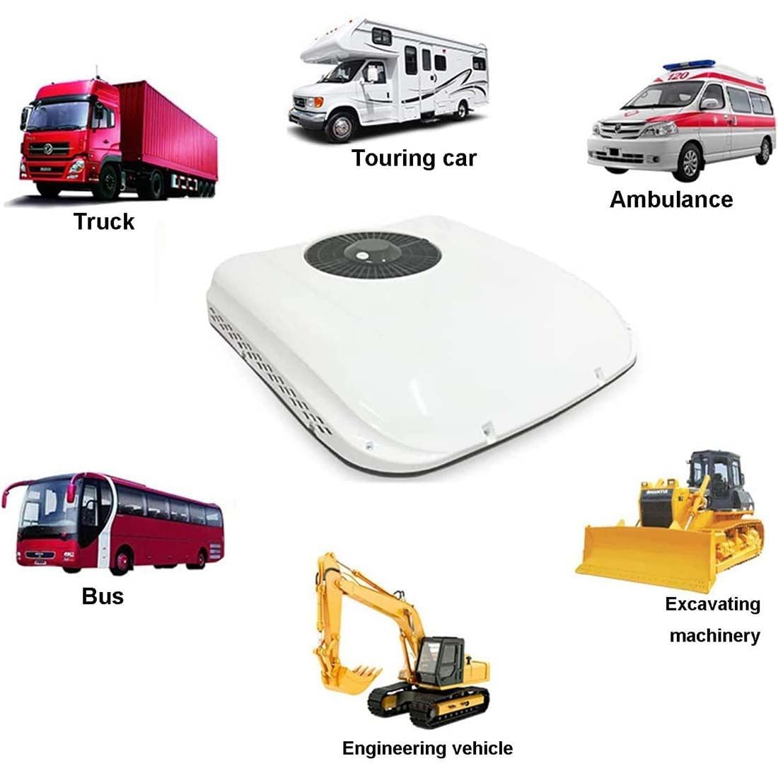Condizionatore D'aria per Camper 12V/24V CC, 2 in 1 Con Funzioni Raffreddamento E Riscaldamento, Aria Condizionata Da Parcheggio per Auto, 12V