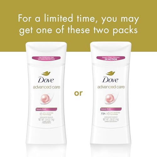 Image of Dove Advanced Care Antiperspirant Deodorant Stick Beauty Finish for Helping Repair Skin Barrier After Shaving, with 72-Hour Sweat & Odor Protection, 2.6 oz (Pack of 2)