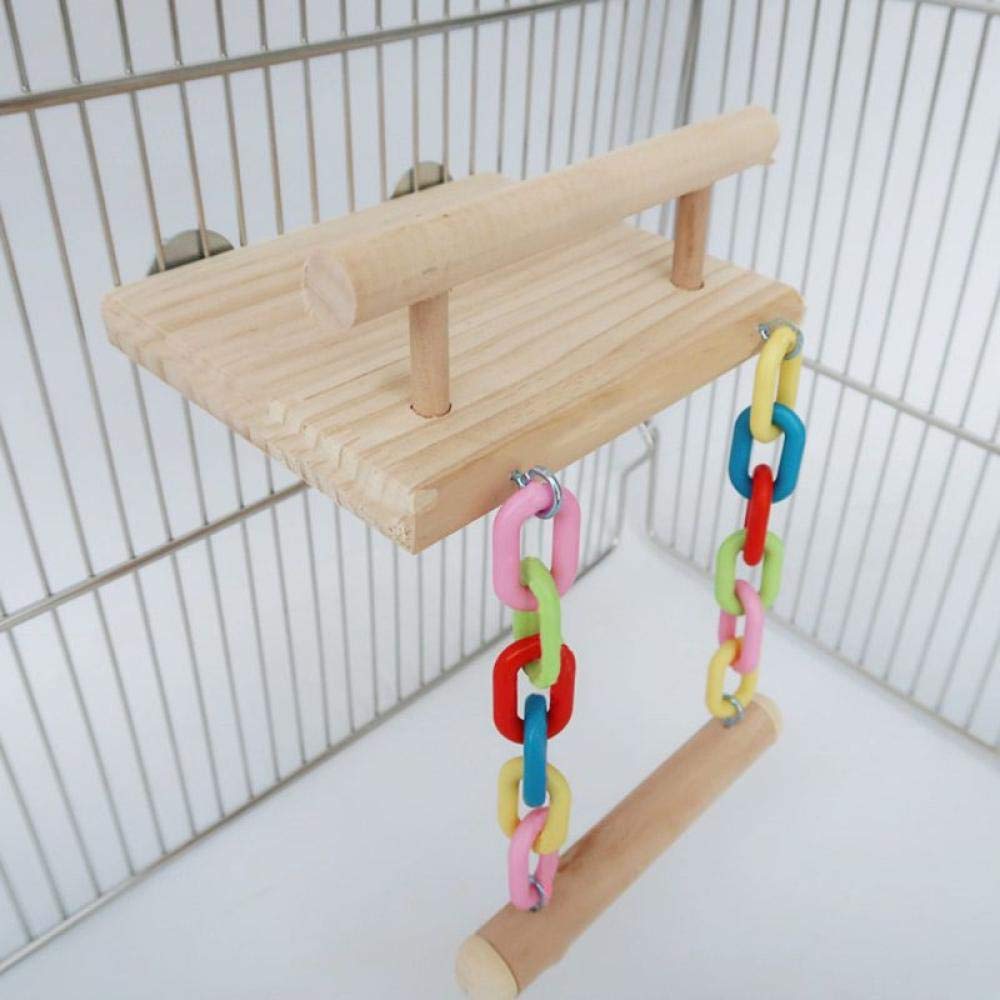 Vogelstangen Hölzerne Vogelstangen Käfigspielzeug Hamster Play Gym Stand Mit Holzschaukel Rattan Ball 1St. 3