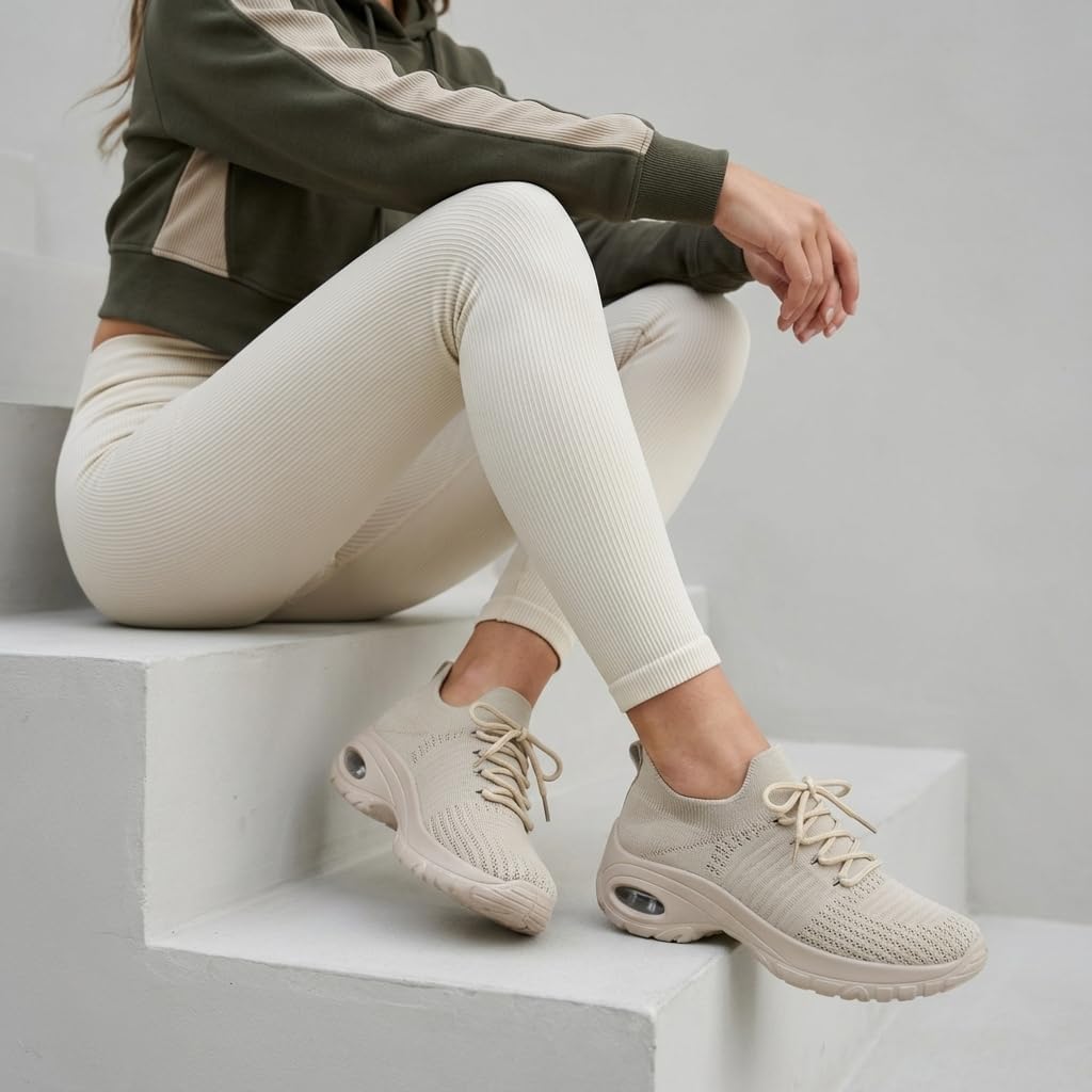 CUSHIONAIRE Women's Blaze Stretch Knit Slip on lace Sneaker +Memory Foam & LiteSole Technology - Image 2