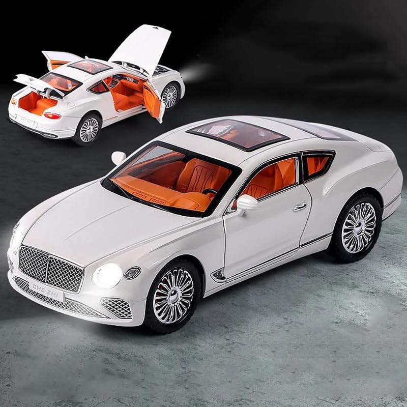 Image of Kids Model 1:24 Bentle Continental Die Cast Metal Car Pull Back Action Opening Doors with Realistic Engine Sound Lights Toy Car Gift for Boys - Multi