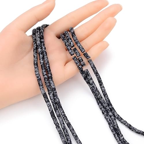 Miniatura 4 de Adabele GH-C29 - 3 hebras de piedras preciosas curativas de obsidiana natural en forma de copo de nieve natural, 0.157 x 0.079 pulgadas