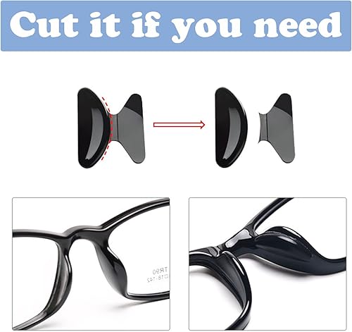 Miniatura 4 de Almohadillas para la nariz para gafas, almohadillas adhesivas de silicona antideslizantes para la nariz, 0.098 pulgadas de grosor, con forma de