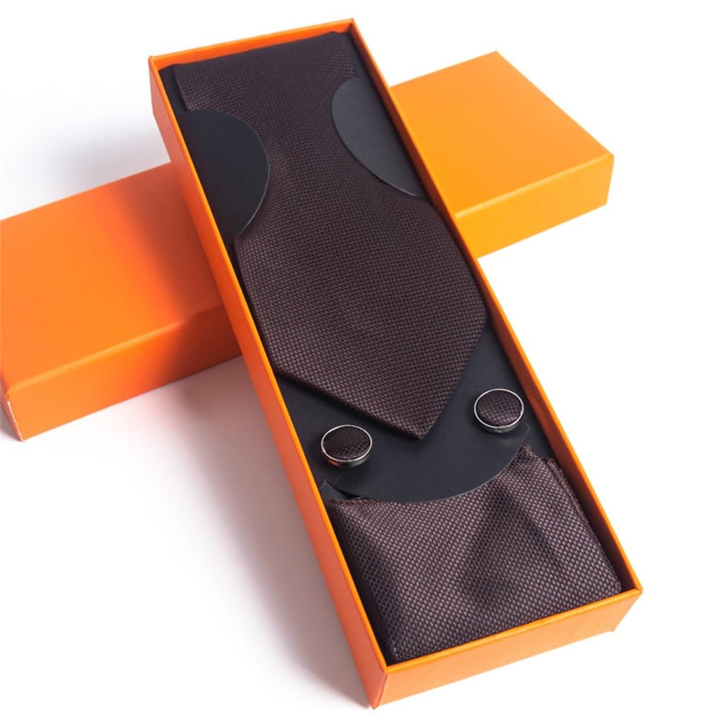 JFDBGU Novio Boda Corbata De Mano Traje Formal Negocios Hombres Corbata Traje Casual Caja De Regalo Traje Novio Padre Boda(Brown)