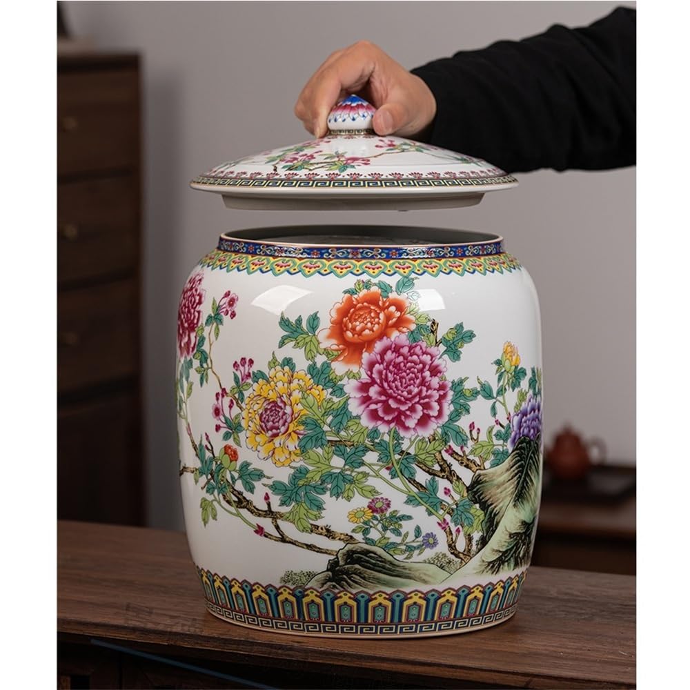 Latas De Té Frascos for almacenar té a granel en el hogar, frascos de arroz de cerámica con tapas, barriles sellados for arroz y harina, frascos for almacenar granos Tarro Para Guardar Té(A)