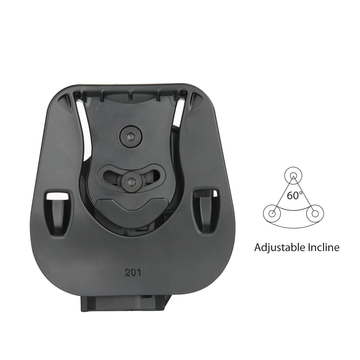 efluky Fondina Glock Pistola Polimero Holster per Glock 19/23/32(Gen1-5), Glock 19X, Glock 45, Paddle 60° Regolabile Nero