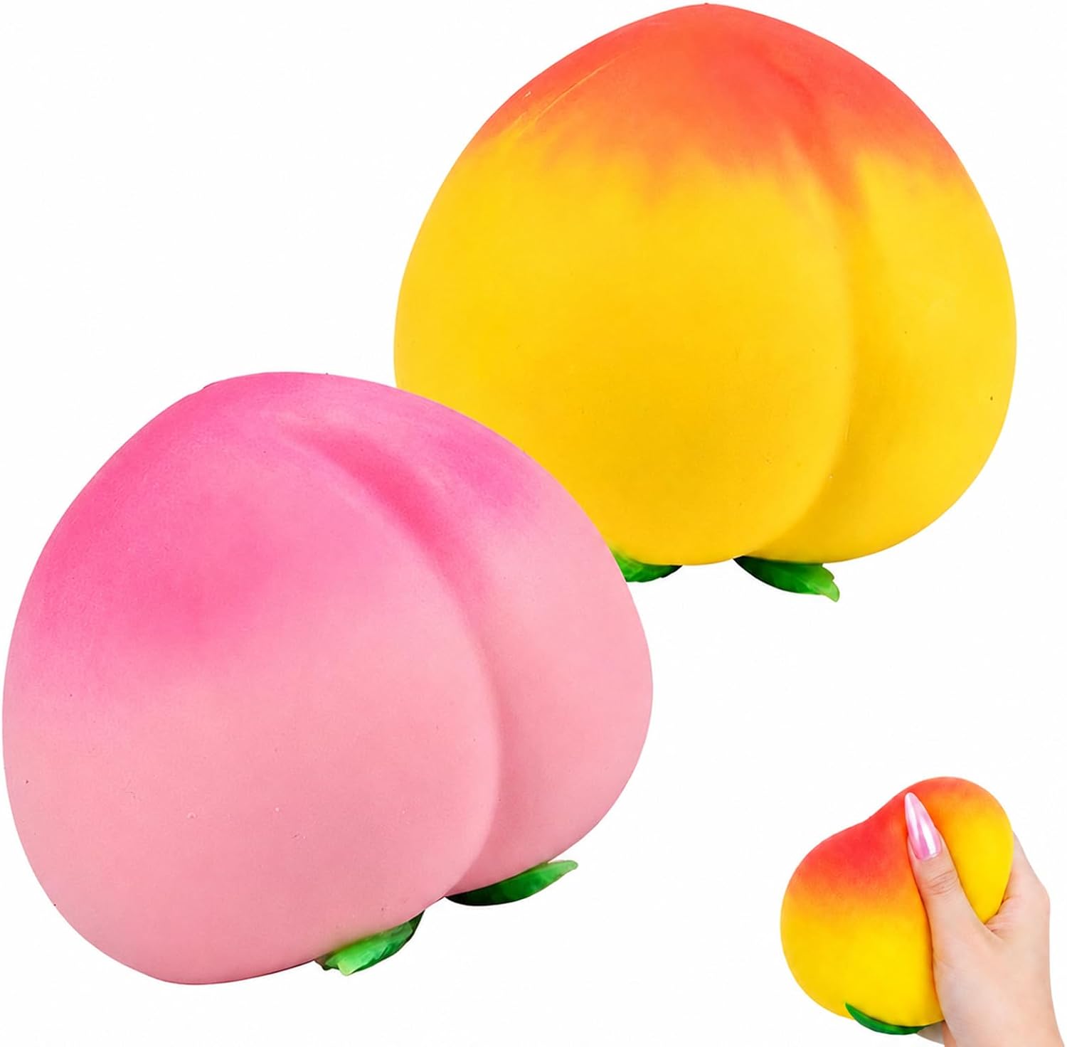 Peach Squishy Toy,Cute Fruit Sensory Fidget Stress Relief for Relaxation,Soft Peach Squeeze Helps Ease Daily Stress, Desk Accessory for Study Breaks Christmas Stocking Stuffers & White Elephant Gifts