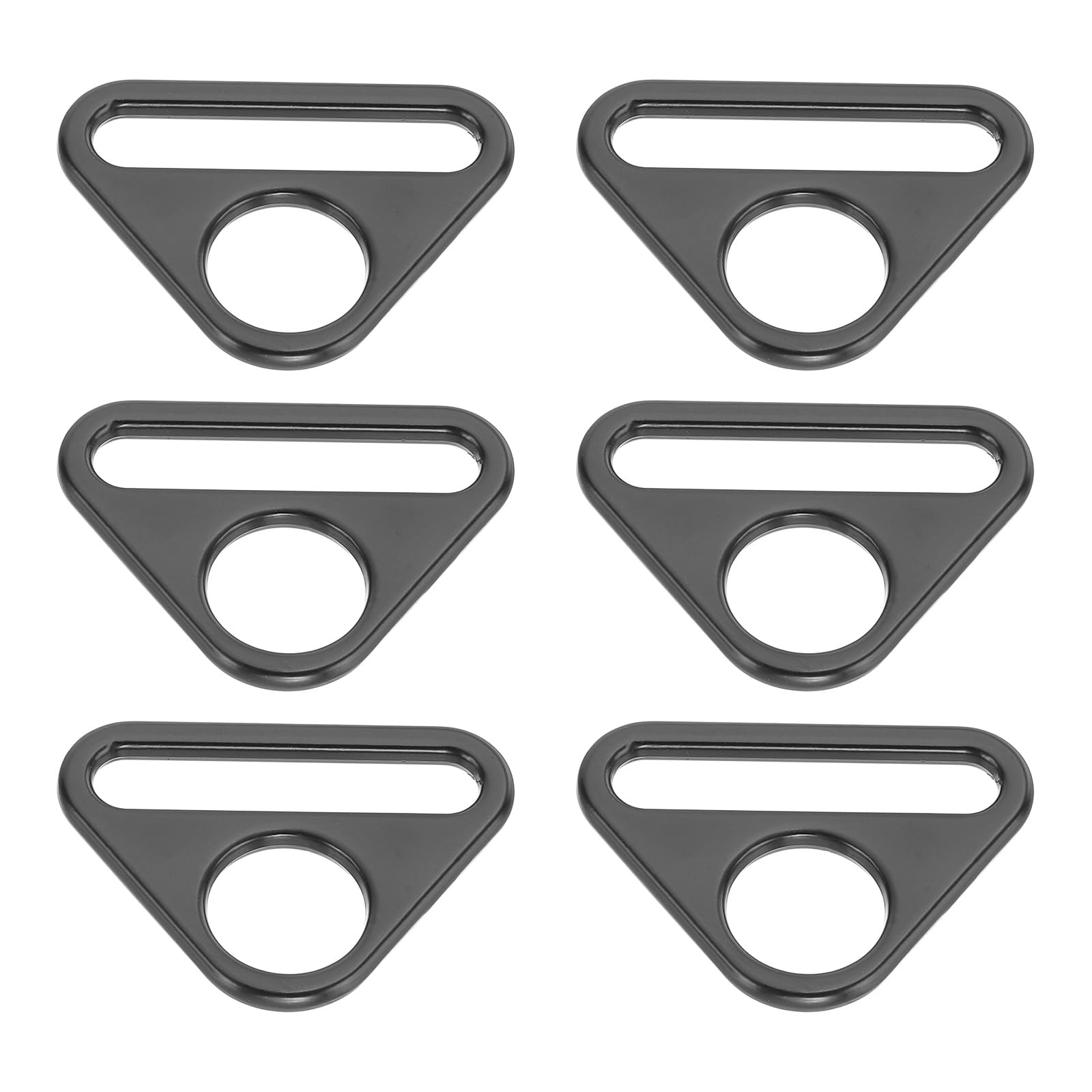 PATIKIL Triangle Buckle Adjuster D Ring, 6Pcs 1.5 Inch Metal Triangle Buckles with Bar Swivel Clip for Purse Bag Straps Loop Dog Tag Clip, Black