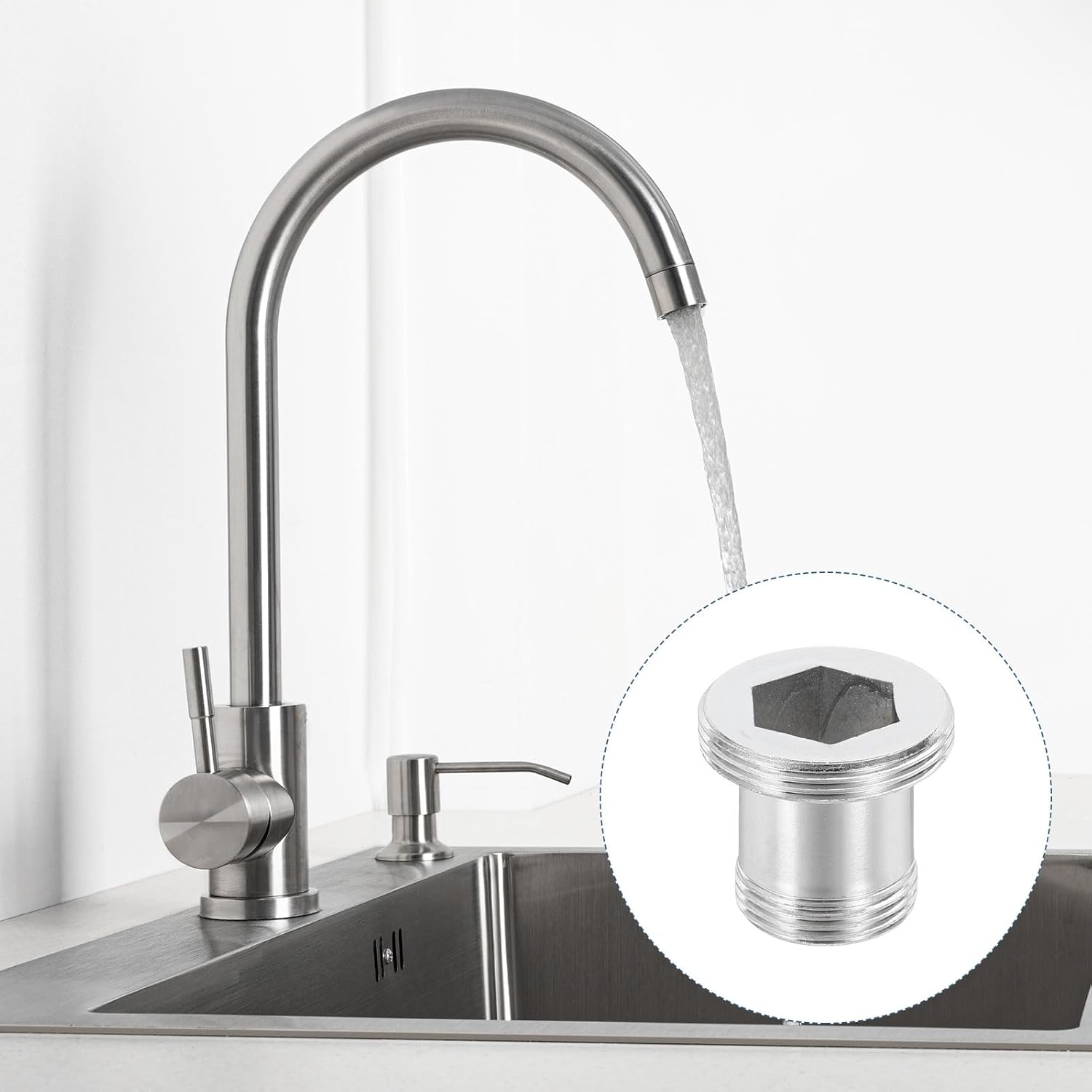 uxcell Faucet Aerator Adapter, M16 Male to M22 Male Brass Faucet Adapter with Washer for Kitchen Bathroom Sink Water Filter Kit Connection, 20mm Length