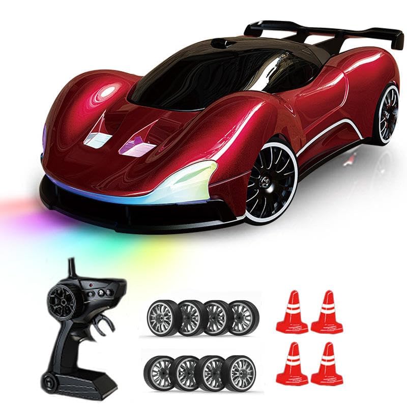 Image of Samtop Remote Controlled Car Drift, 1:20 15 km /h RC Drift Car, 4WD RC Car with LED Lights, Two Batteries, for Children and Adults from 4, 5, 6, 7, 8 + Years
