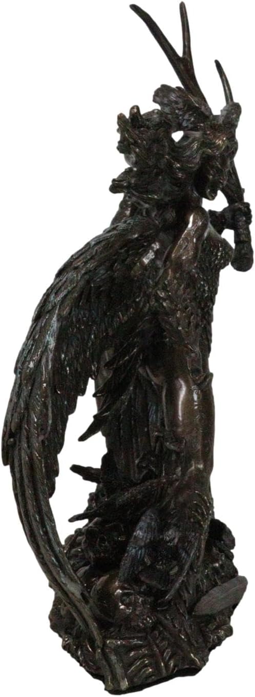 Ebros Gift Irish Celtic War Goddess Raven Crow Winged Morrigan with Antler Sword Decorative Figurine 10.75" Tall Phantom Queen Ulster Cycle Triple Goddess Sculpture