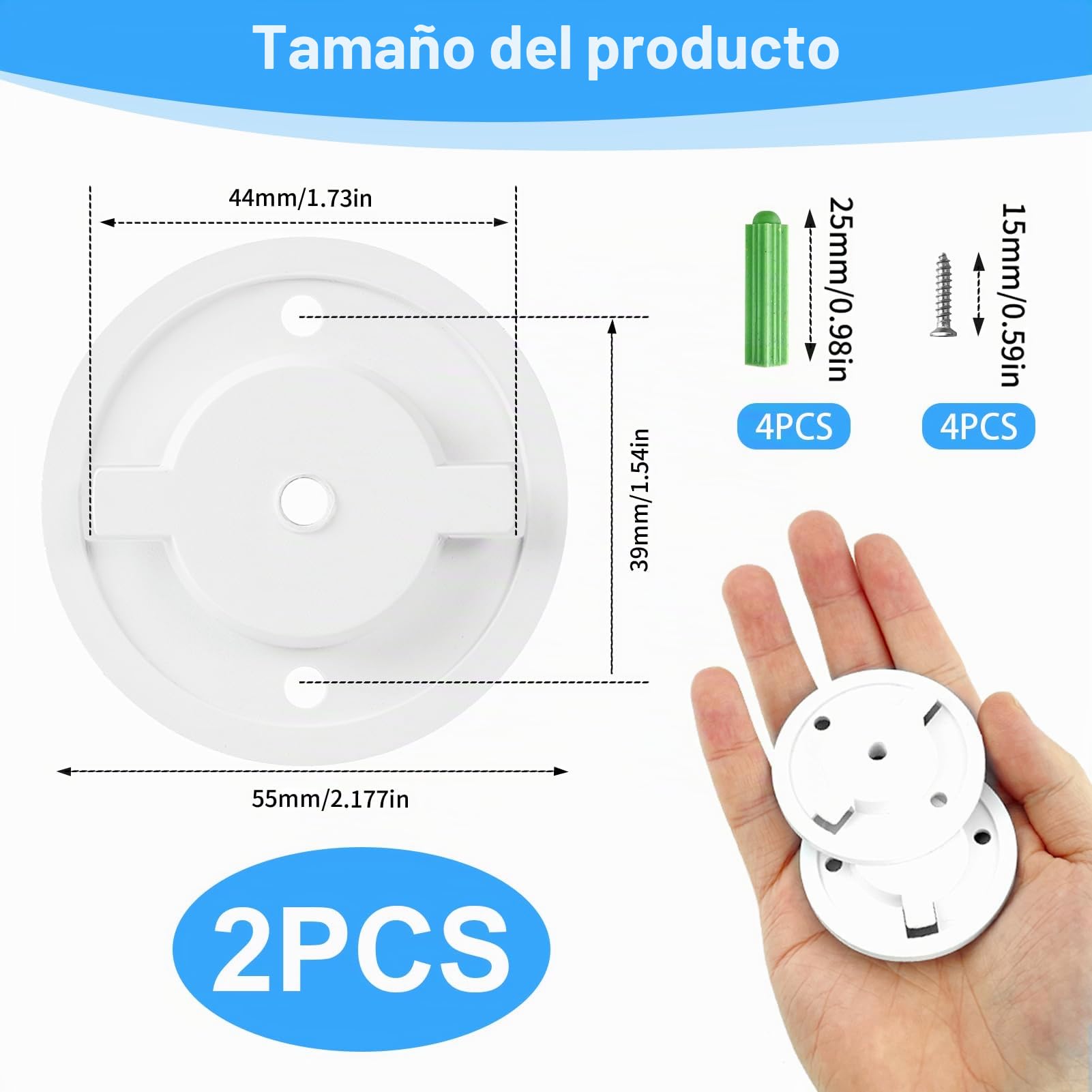 Soportes Cámara Vigilancia WiFi Interior 55 mm para Tapo C200 C210 IPC40C IPC42C TPC42EW IPC43AN IPC43AW MIPC451, Lote de 2 Soportes Kit para Cámara Domo Bases de Montaje Mural Accesorio