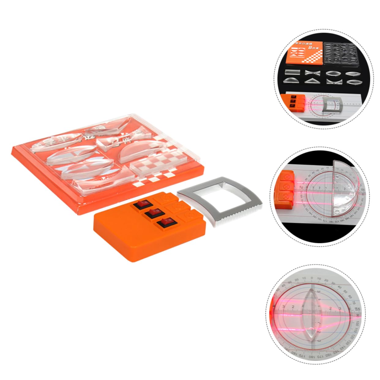 1 Satz Optischer Experimentierkasten Physik-optisches Experimentierset Optisches Prismenset Prismenoptik Physik-linsen-experimentierset Physik-kit Plastik Achte Klasse Reflektor