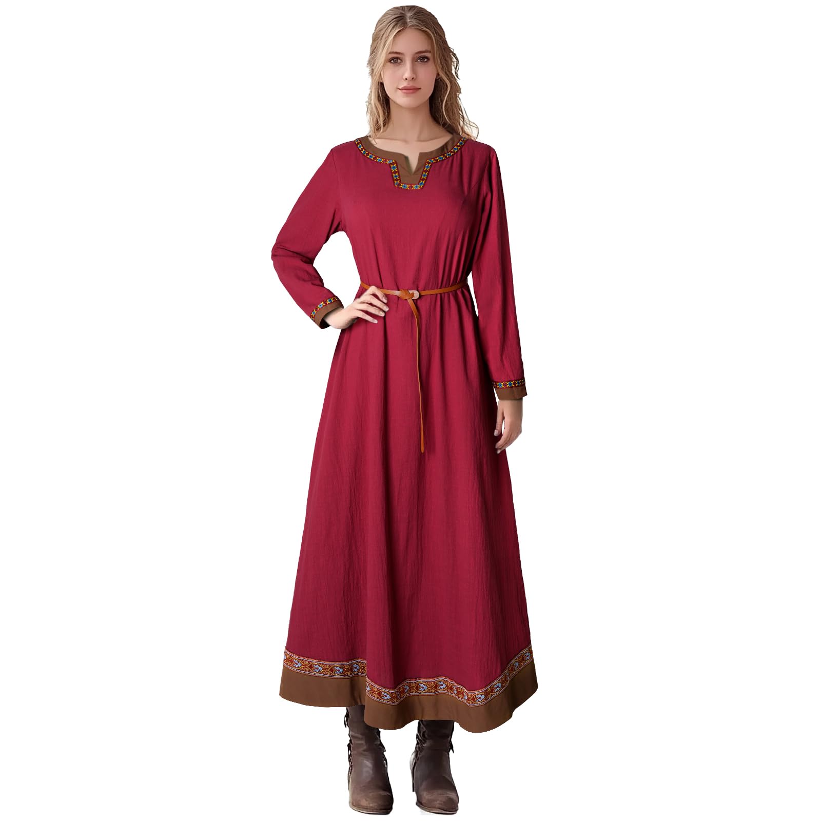 Teyujosem Women's Medieval Viking Dress Renaissance Peasant Linen Underdress, Z3784rd, XXL