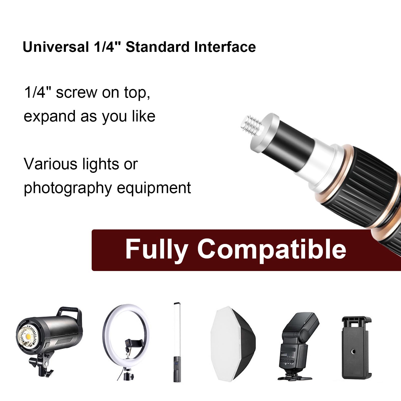 Jectse Trípode para Cámara, Soporte de Luz Compacto de Aleación de Aluminio de 81 Cm a 220 Cm con Columna Central Extensible y Bolsa de Transporte, para Grabación de Vídeo con Luz LED