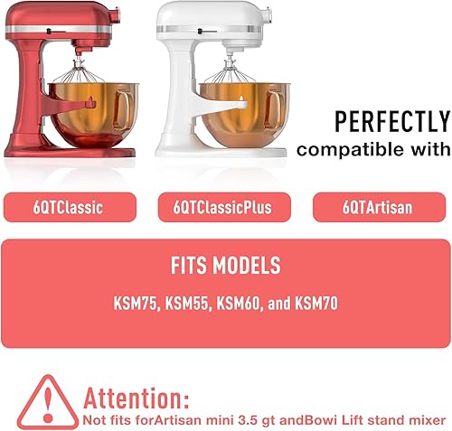 Miniatura 5 de Tazón mezclador de acero inoxidable de 6 cuartos para batidoras de pie Kitchenaid, cuenco de mezcla de ayuda de cocina para mezclador de elevación