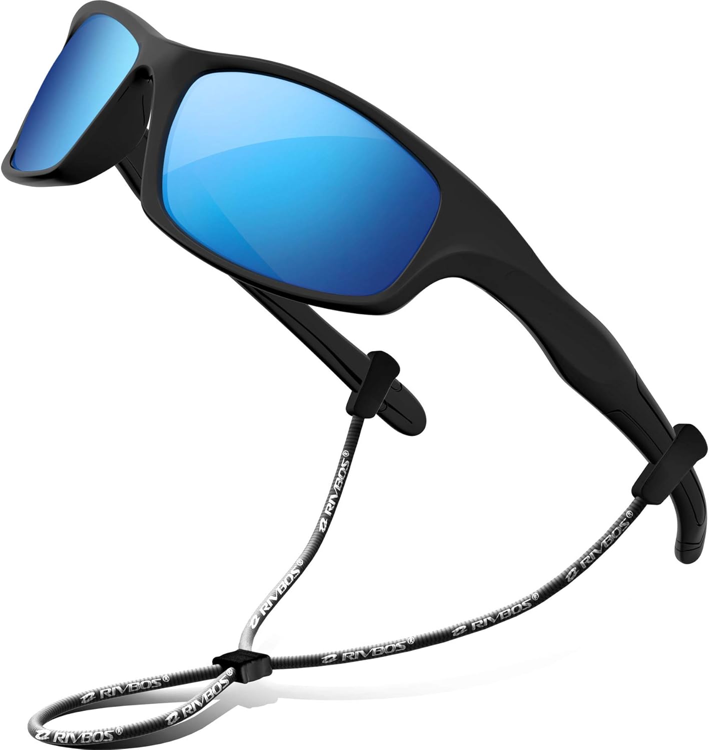 RIVBOS Kids Sunglasses Boys with Strap Polarized Rubber Flexible Shades for Toddler and Children Age 3-10 RBK003-2 Black Ice Blue Lens: Clothing, Shoes & Jewelry