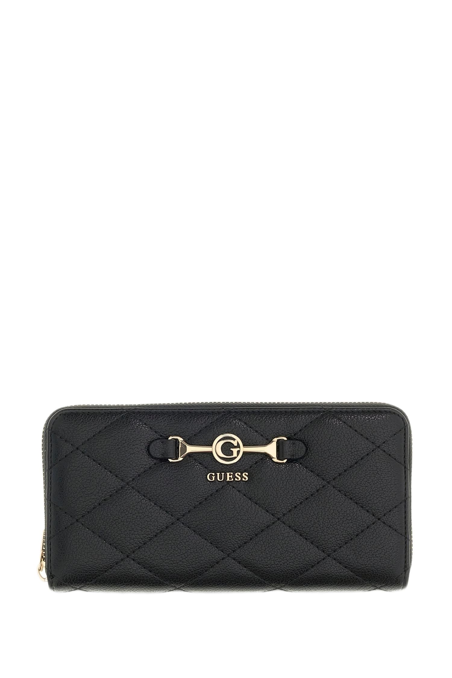 GUESS Monedero Frances SLG Large Zip Around Wallet Black Negro