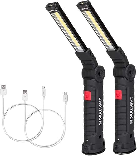 OTYTY - Luz de trabajo LED recargable, luces de trabajo portátiles con base magnética, 5 modos, gancho para colgar y luz LED magnética resistente al