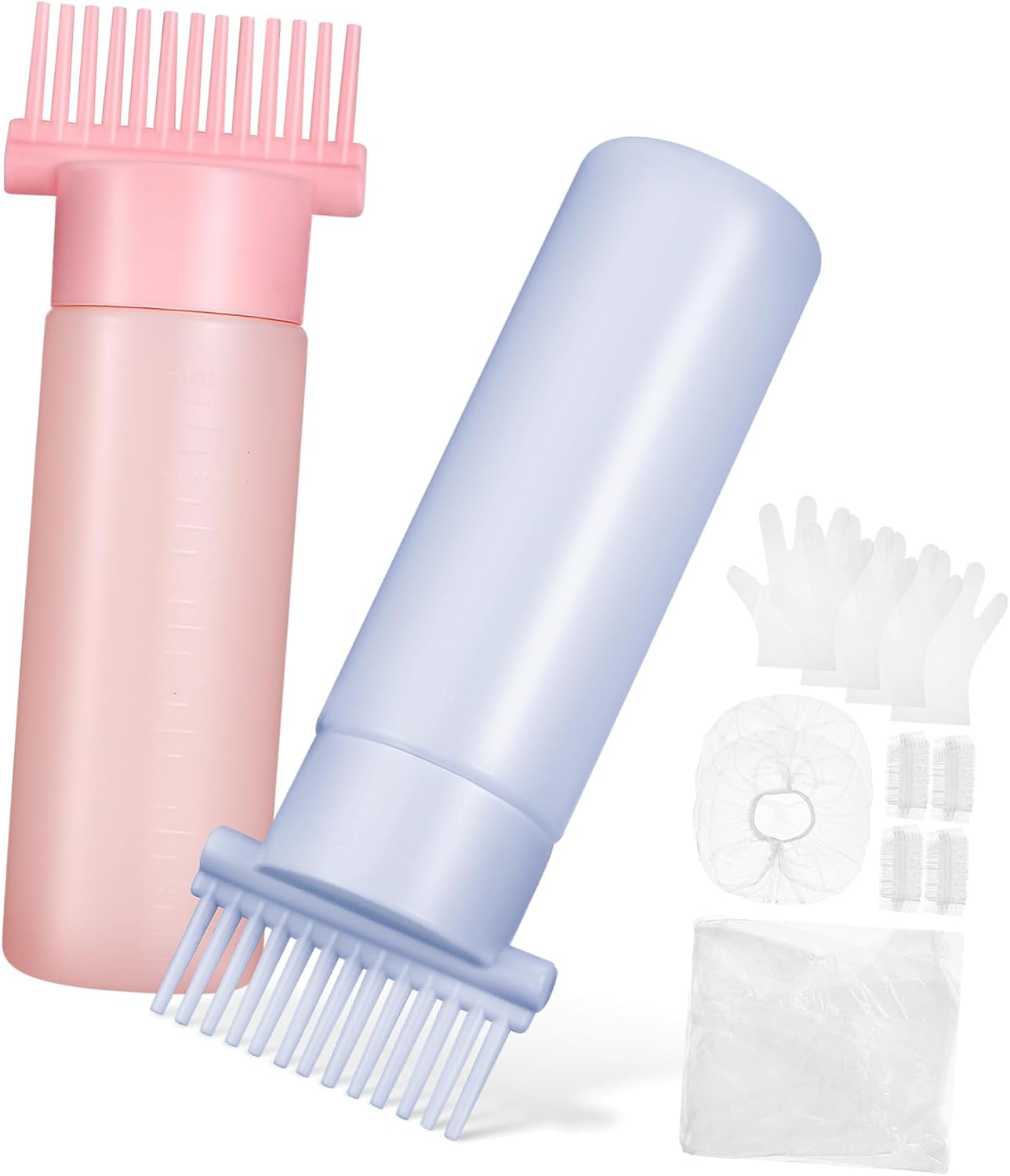 2 Pcs Root Comb Applicator Bottle Set for Hair Dyeing PE