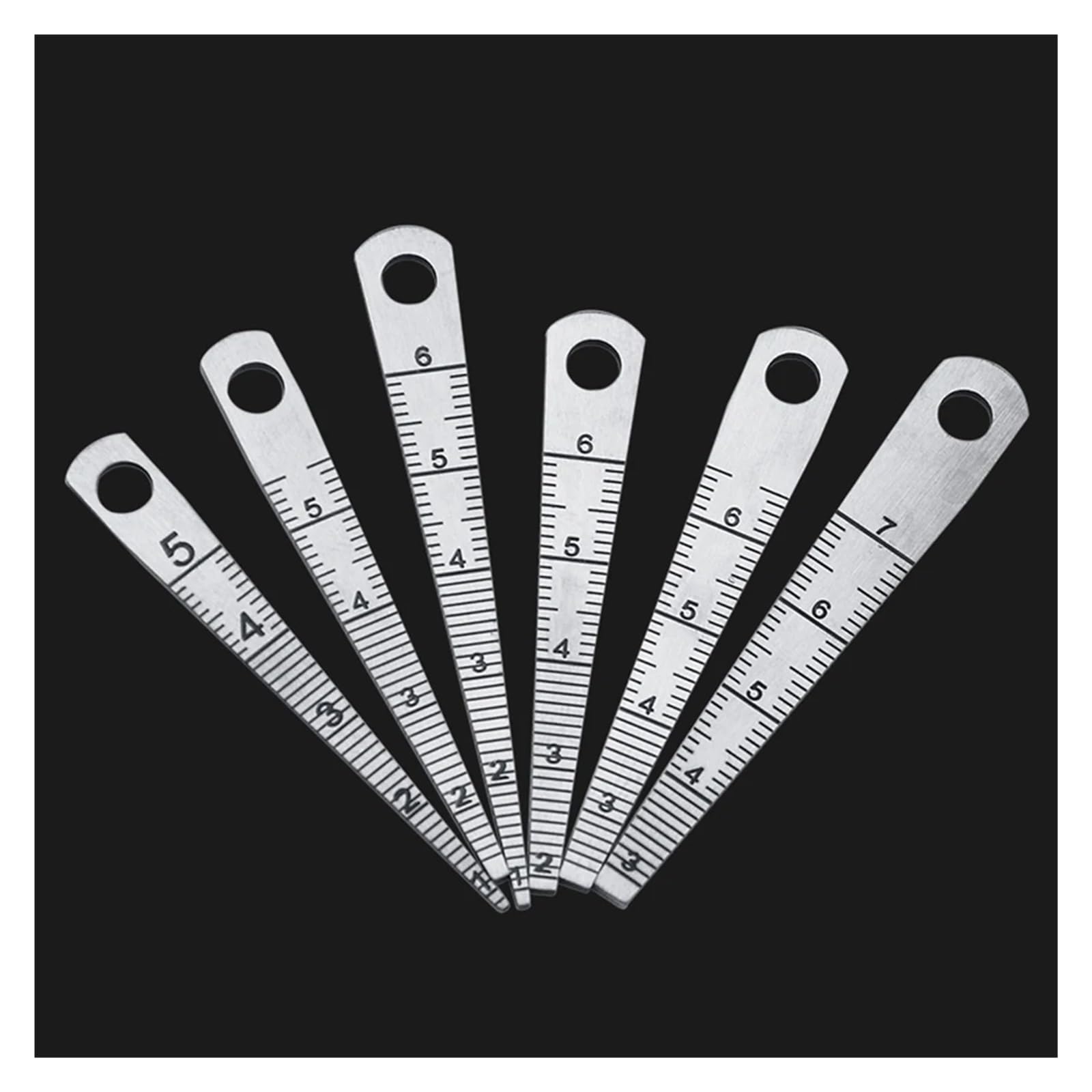 EDEDE Lame Spessimetro, 6 Pezzi/Set Calibro Conico in Acciaio Inossidabile 0mm-7mm di Apertura Calibro a Cuneo di Apertura Ispezione Fori Righello di misurazione(Model 9)