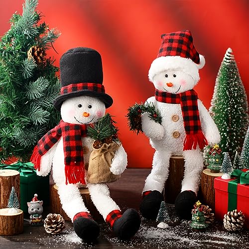 Liliful 2 Pcs Cute Christmas Snowman Decorations with Dangling Legs, Sitting Snowman Plush Toys for Winter Holiday Table Home Mantel Decor Xmas Gift(Lovely) by Liliful - Used condition - US$17.07