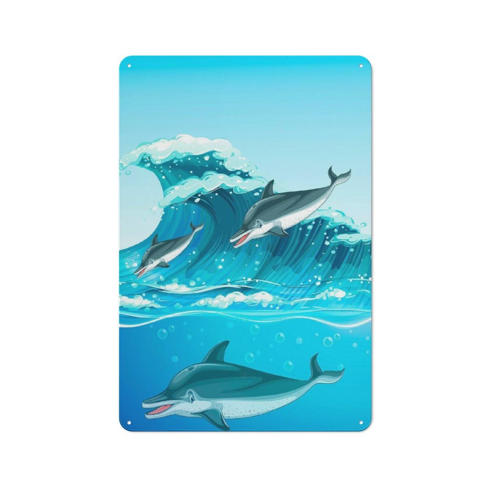 Junmoney Style-4 Dolphins Industrial-Style Tin Sign 30X20cm For Garage Or Workshop, For Garage, Workshop And Man Cave Decoration