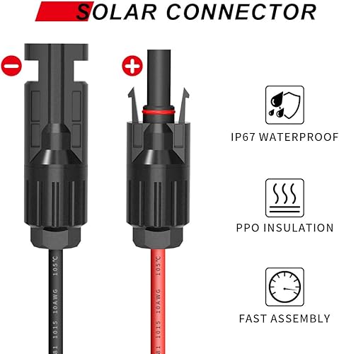 Miniatura 2 de ELECTOP Cable de conector de panel solar, conector SAE de 10 AWG a conectores solares macho y hembra, cable de extensión fotovoltaica para panel