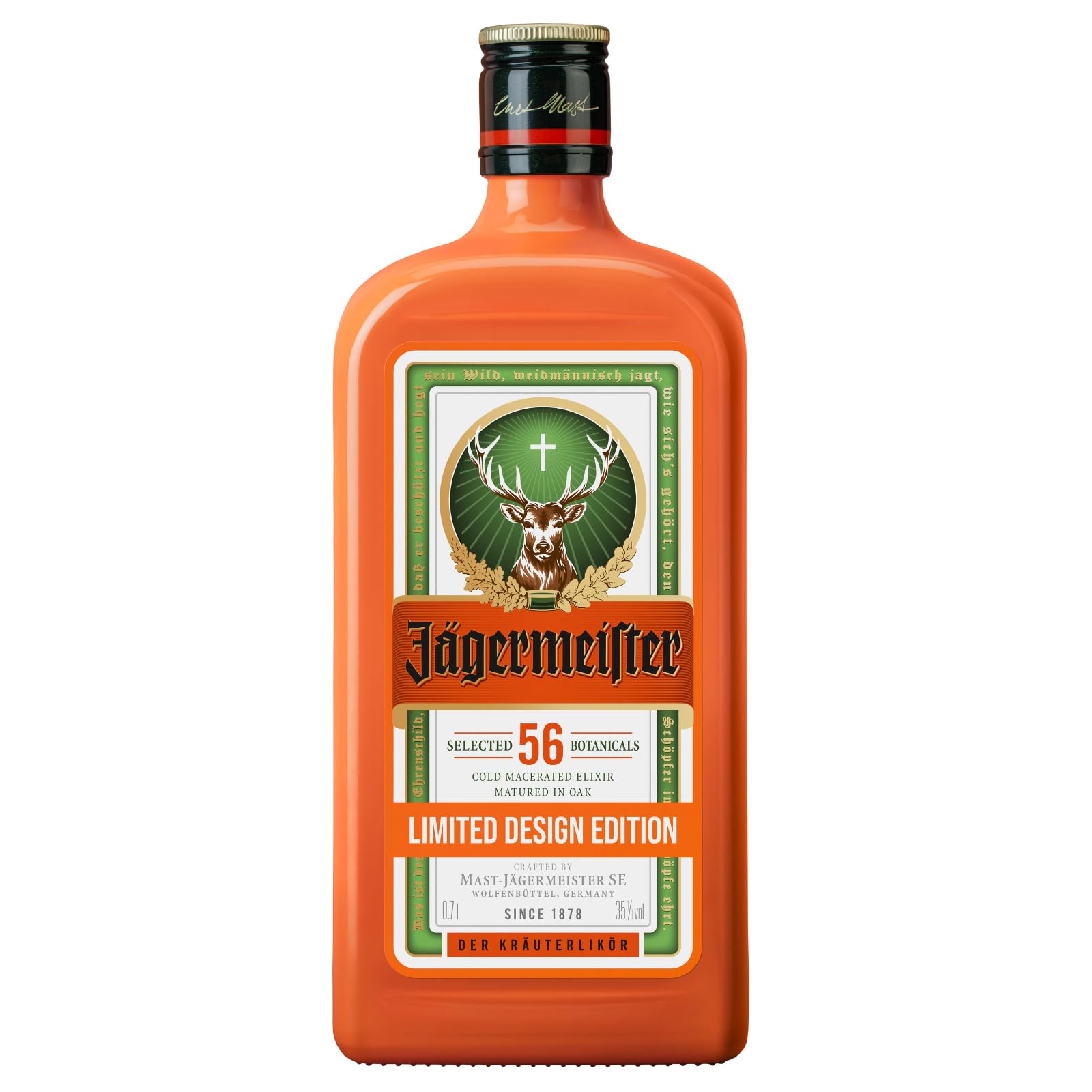Jägermeister – #CultureOrange Limited Design Edition – 1 x 0,7l Premium Kräuterlikör 35% Vol. – 56 erlesene Kräuter – Im Eichenfass gelagert – Das Original aus Wolfenbüttel