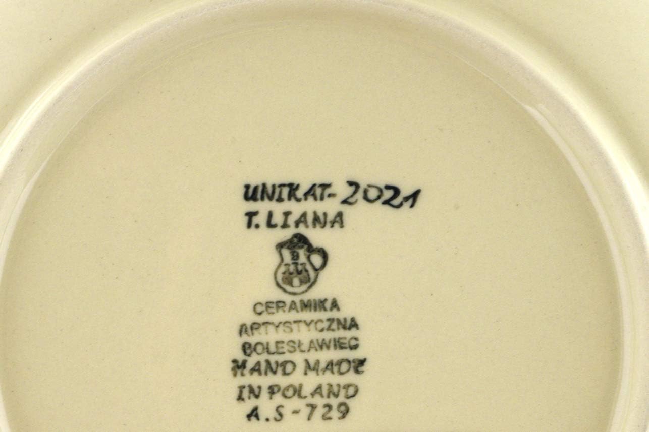 Polmedia Polish Pottery Tea or Coffee Set for Six UNIKAT - Garden Delight Pattern Handmade in Boleslawiec Poland by Ceramika Artystyczna + Certificate of Authenticity