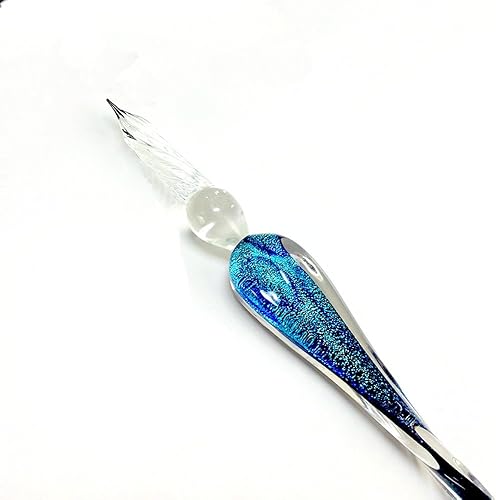 Juego de bolígrafos de caligrafía hechos a mano con punta de cristal, estuche de escritura (cielo)