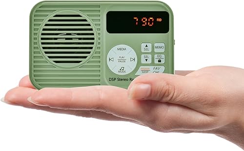 Docooler Radio FM portátil, radio digital con pantalla LCD, conector para auriculares de 0.138 in, luz LED, altavoz Bluetooth retro con estéreo,