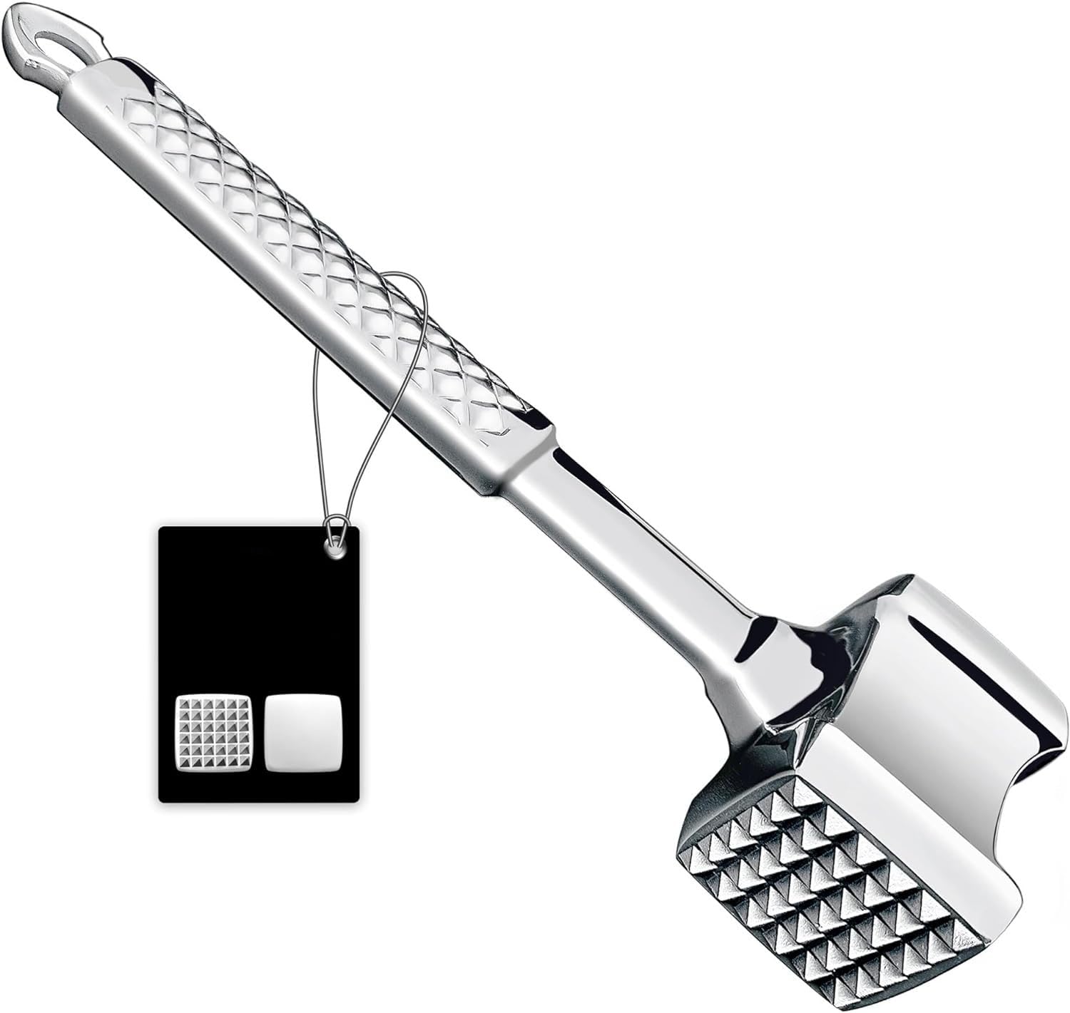 NALACAL Meat Tenderizer Mallet Stainless Steel, Dual-Sided Nails Meat Mallet, Premium Meat Hammer Tenderizer, for Chicken, Conch, Veal Cutlets, Beef & Steak, Meat Pounder Flattener, Non-Slip Grip