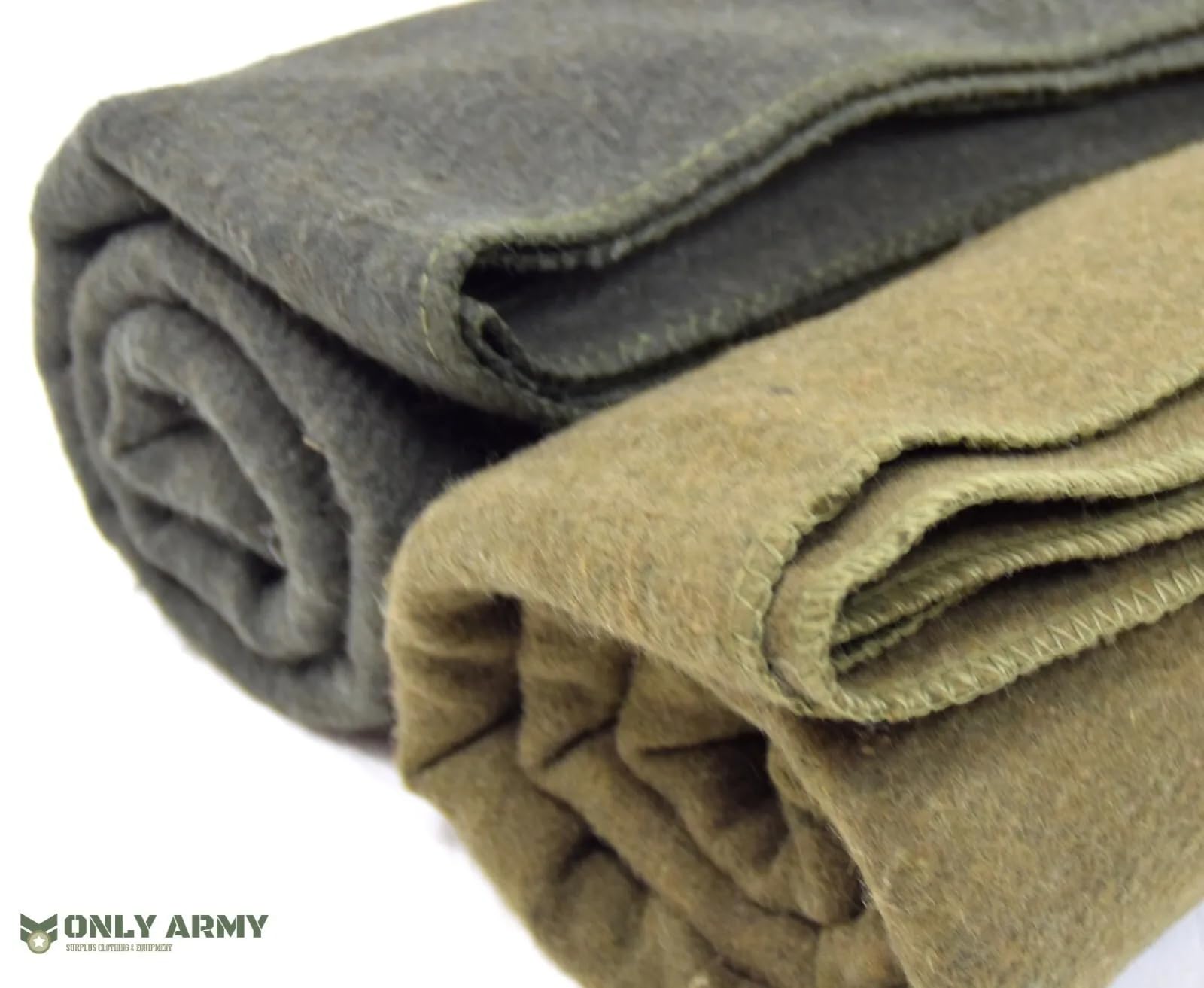 Only - Manta de lana militar, 75 % lana, 200 x 155 cm, color verde y caqui, manta resistente para camping, supervivencia o uso de emergencia, manta cálida, accesorio para sofá cama (caqui)