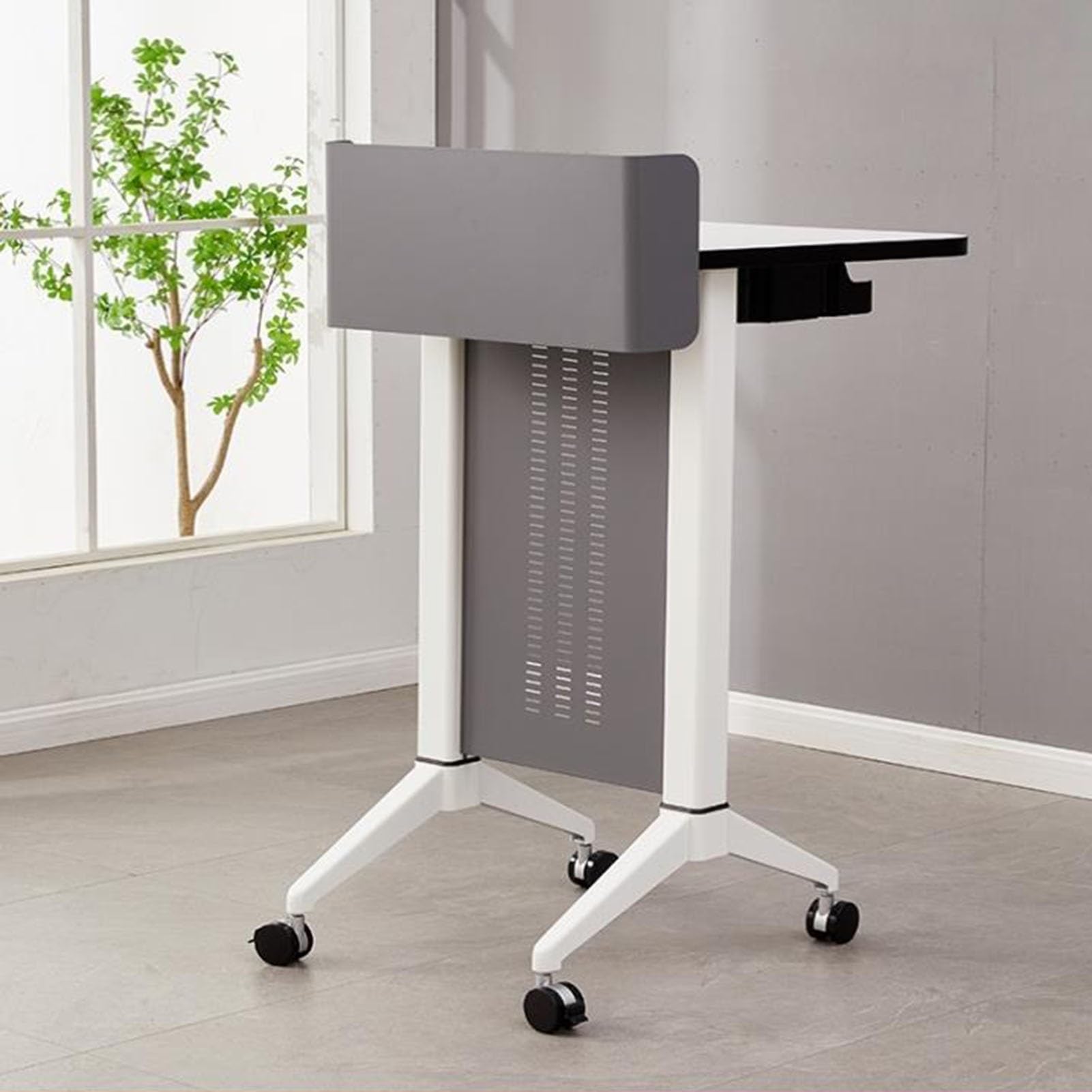 Générique Table de pupitre Mobile en Aluminium, pupitre à Structure en Acier Robuste pour Bureau Debout, idéale pour Les Formations, séminaires, salles de réunion et salles de Classe.