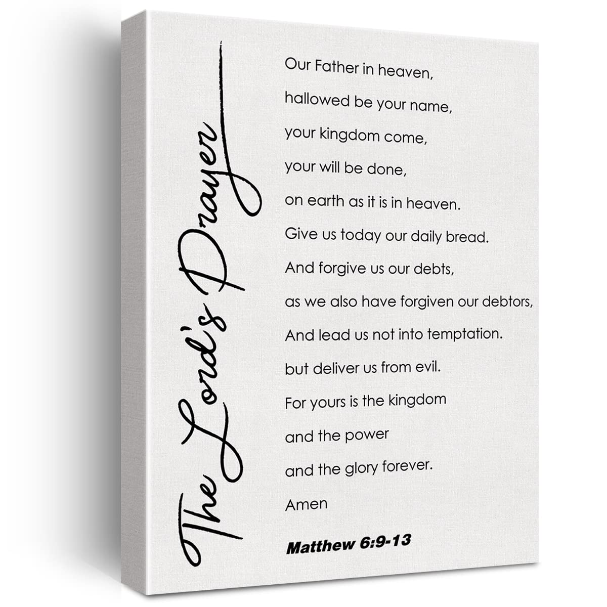 Bible Verse the Lord's Prayer Canvas Wall Art Christian Office Home Decor Matthew 6:9-13 Scripture Poster Picture Artwork 11.5"x15" (Wooden Framed)