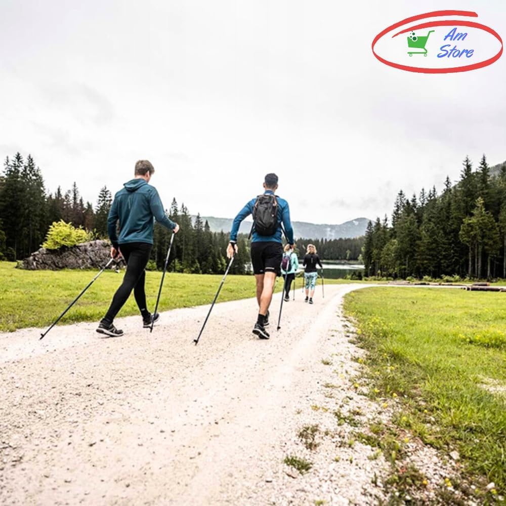 Bastoni da Trekking Allungabili da 70 cm fino a 135 cm, Set 2 PEZZI, Manico in Sughero Antiscivolo, per Escursioni Salita Montagna Alpinismo Sci Nordic Walking.
