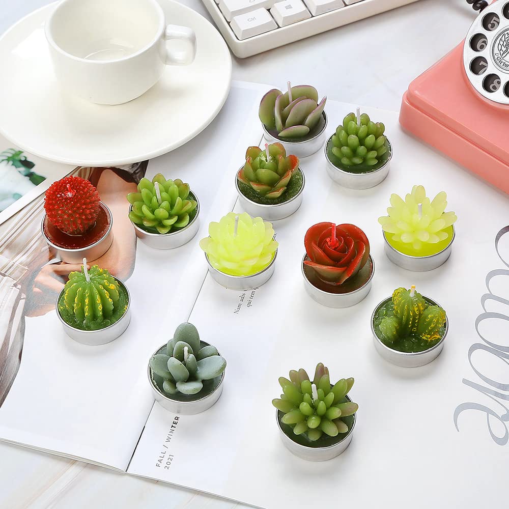 Bougie Chauffe Plat Bougies Chauffe-plat Cactus Weinsamkeit - Lot De 12 - Décoration Succulent Sans Flamme - Pour Spa/mariage Accessoire Décoration Original