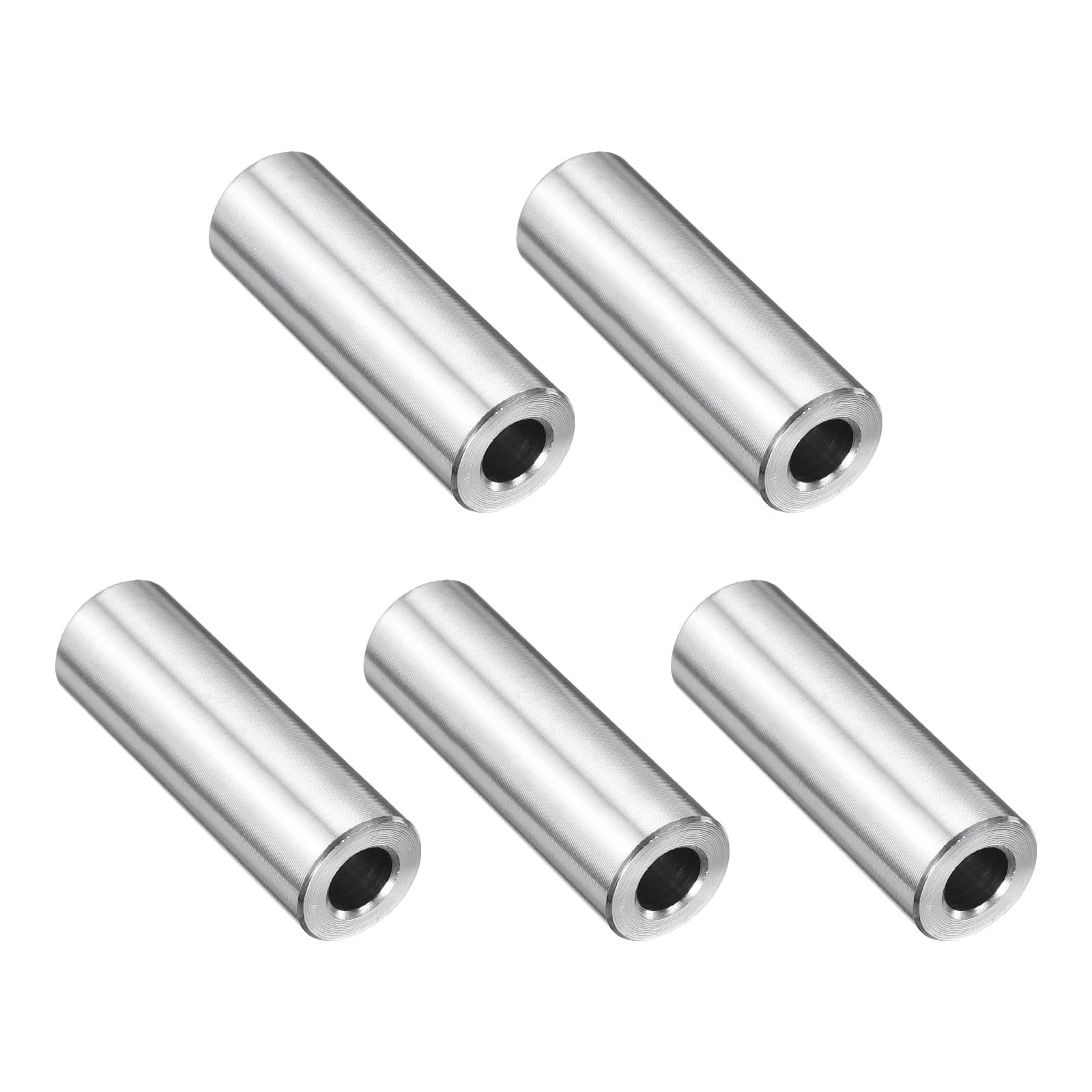 uxcell 5 Pcs Stainless Steel Spacer 1/4" Bore x 1/2" OD x 1-1/2" Length Screw Bushing Plain Finish Round Metal Spacer for 1/4" Screws Bolts and Rods
