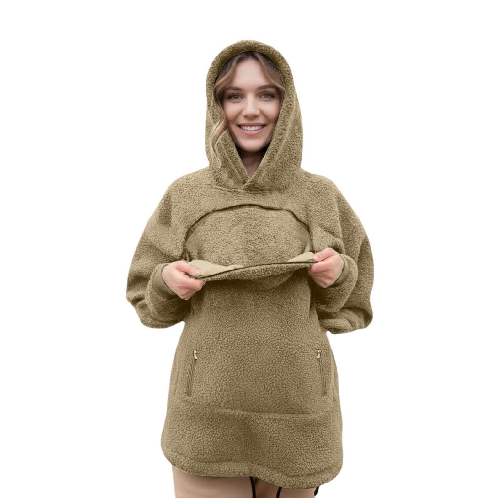 Sudadera con Capucha para Mujer,Bolsillo para Transportar Mascota Pequeñas